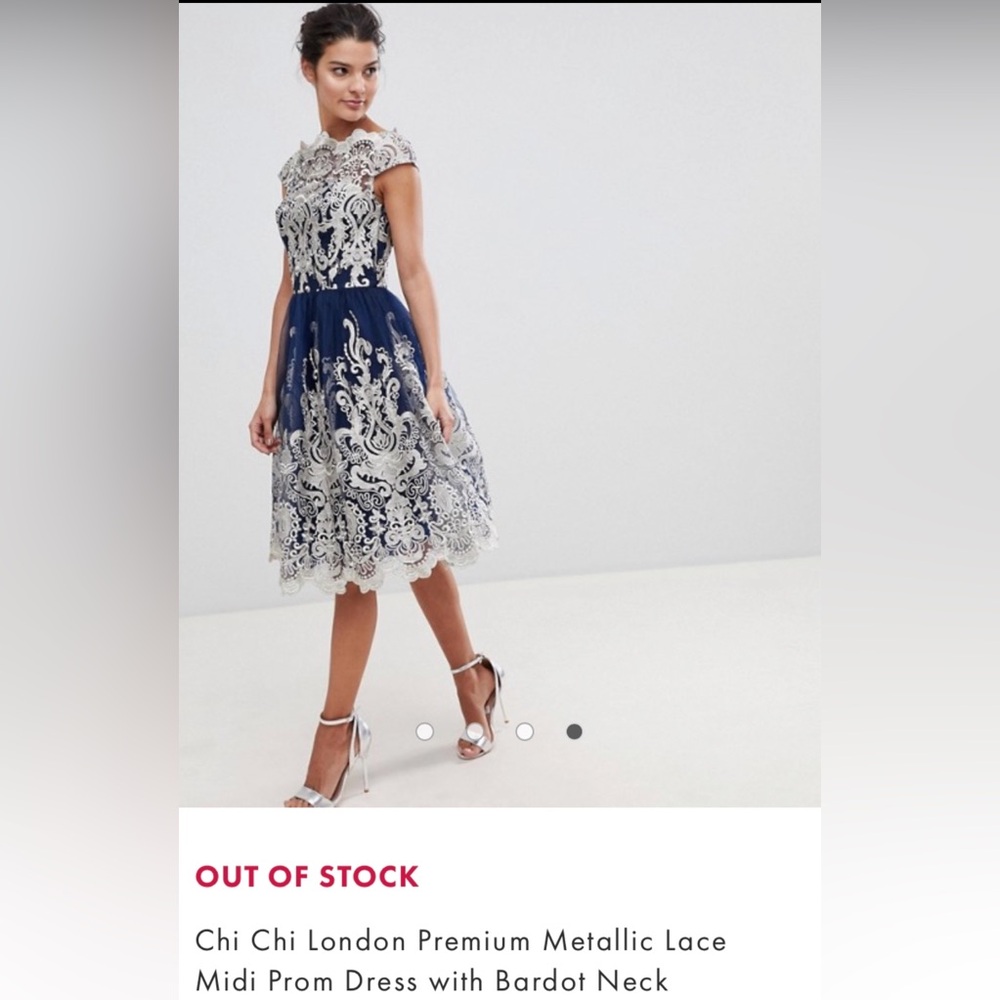 Chi Chi London Party beautiful dress holiday wear, classic, gold, navy